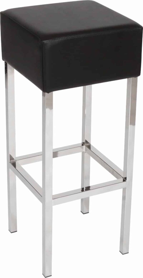 Barkruk Design met chrome frame en zitting zwart