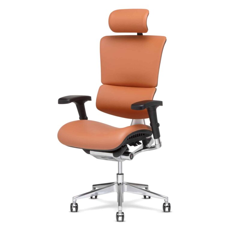 X-Chair bureaustoel X4 echt leer Cognac met hoofdsteun