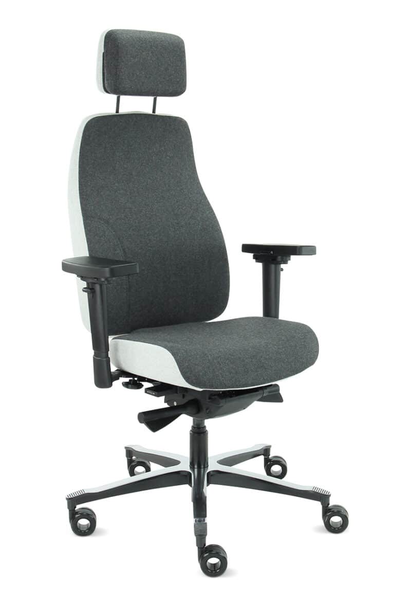 06Z Elvio – High-End Ergonomische Stoel met hoofdsteun in Grijs