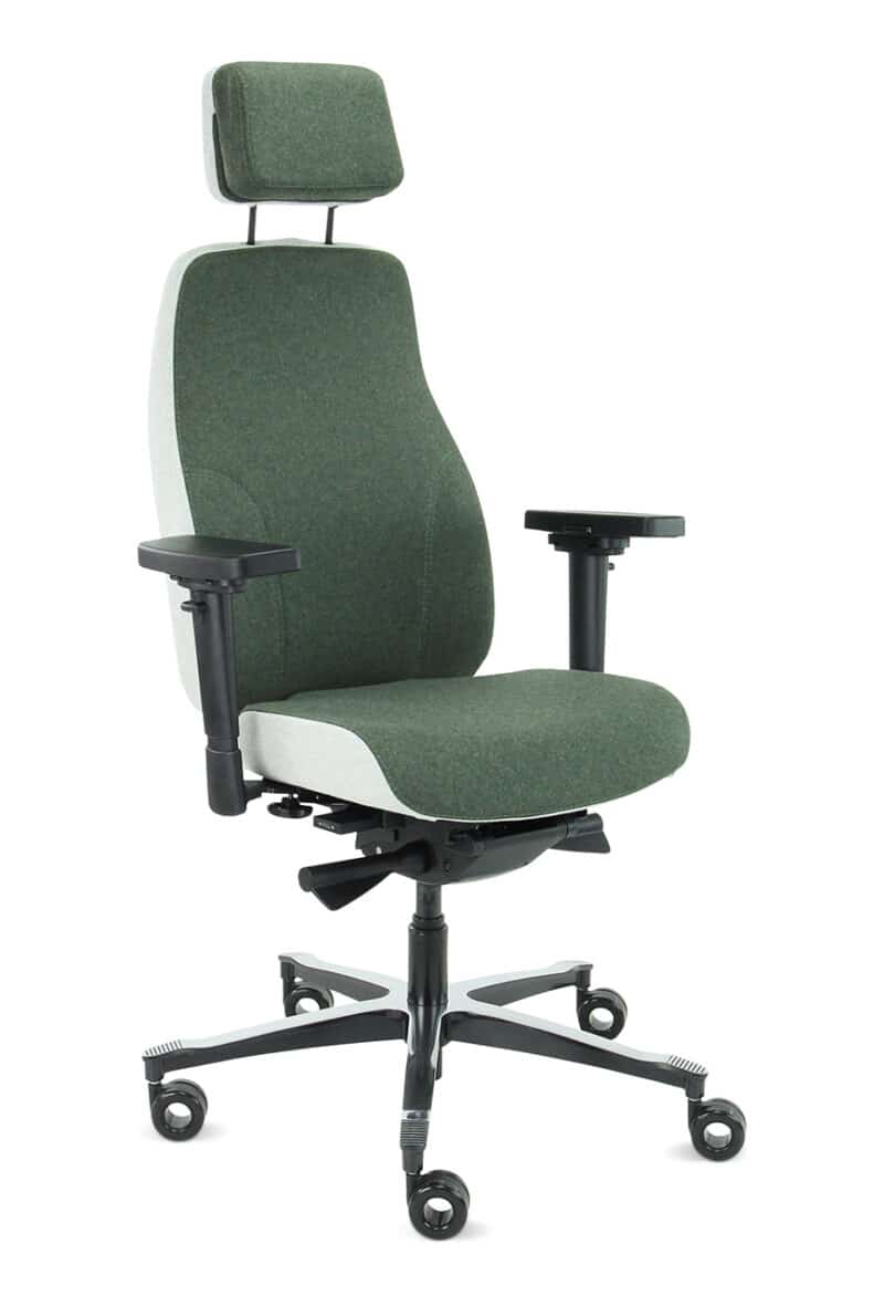 06Z Elvio – High-End Ergonomische Stoel met hoofdsteun in Olijf